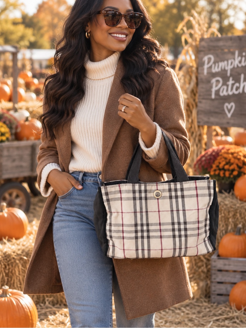 Burberry Blue Label Y2K Nova Check Canvas Mini Tote Bag